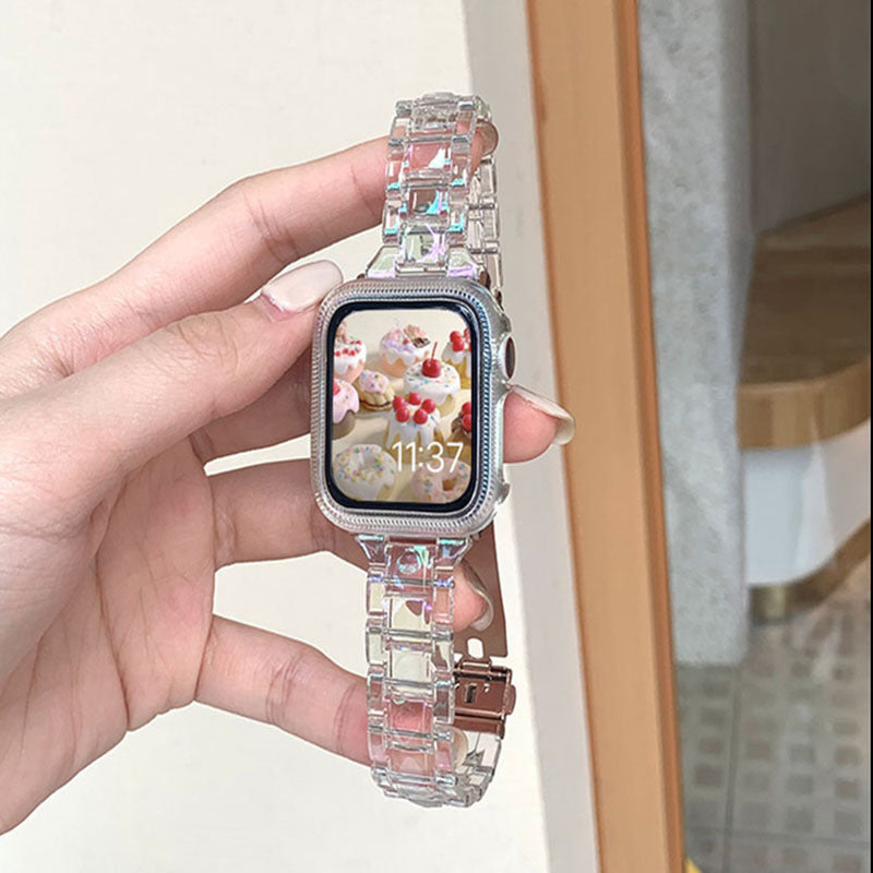 Colorful Laser Carved Transparent Resin Watch Strap
