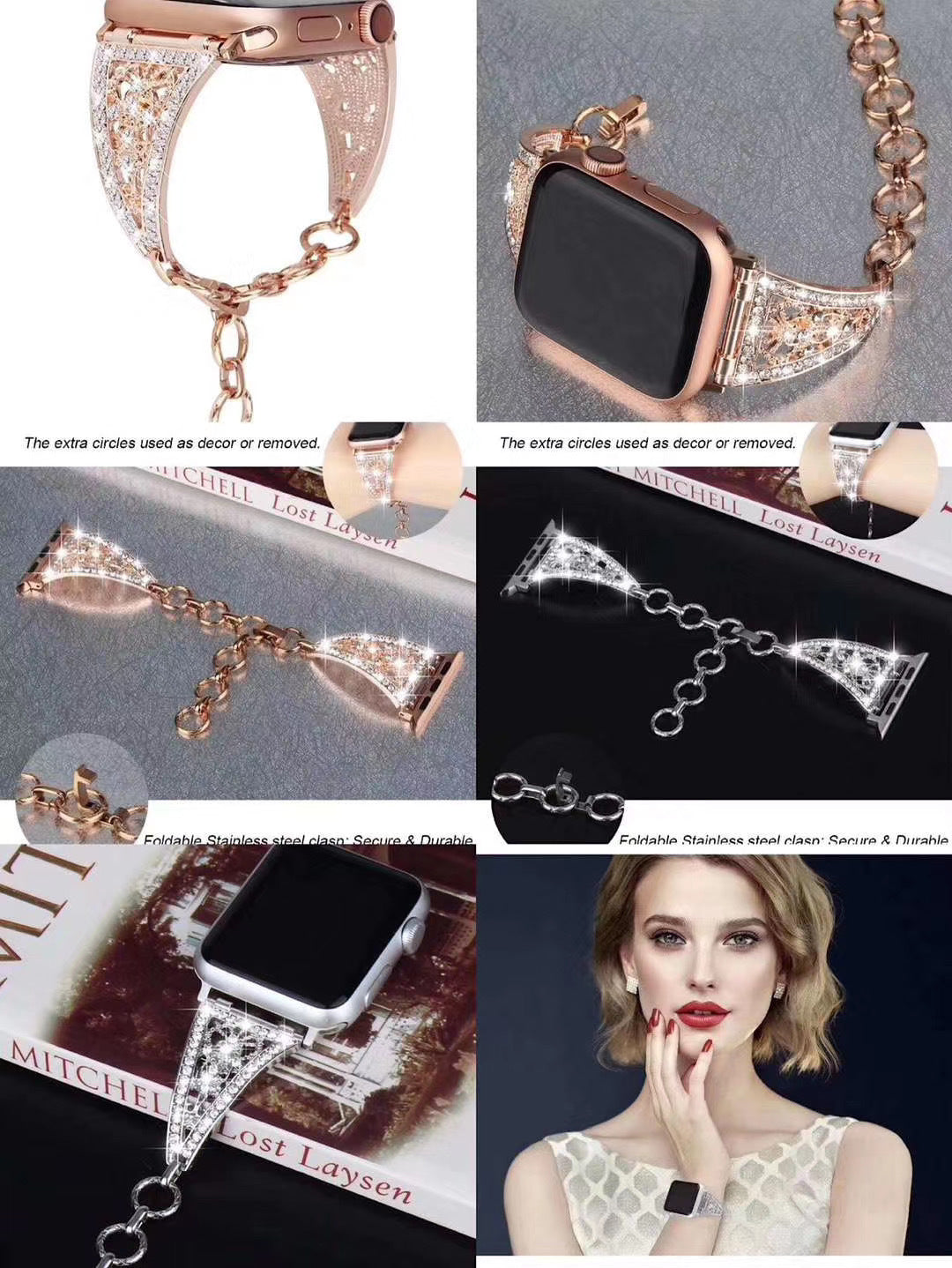 New Metal Fashion Diamond Bracelet Wristband Strap