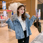 Plush denim cotton jacket