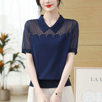 Summer Ice Silk Short Sleeve T-shirt Women