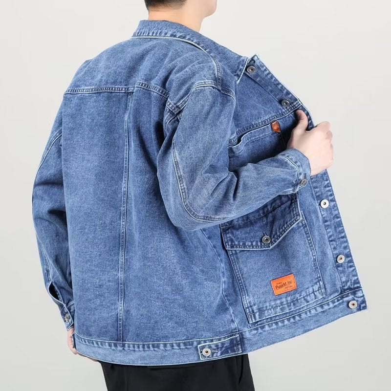 Fashion Smoky Gray Vintage Denim Jacket Men