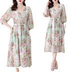 New Fashion V-neck Temperament Printed Dress