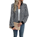 Zipper Houndstooth Jacket Loose Slim-fit Casual Shirt