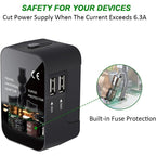 Travel Adapter, Worldwide All In One Universal Travel Adapter Wall Charger AC Power Plug Adapter Wi
