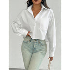 Fashion Solid Color Loose-fitting Women's Shirt Top