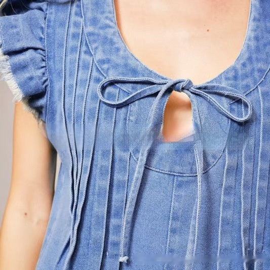 Ins Loose Casual Organ Pleats Suspender Shorts