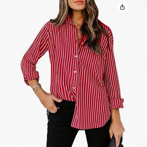 European And American Trendy Shirt Striped Pattern Printed 3D Shirt