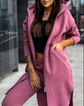Fashionable Casual Fleece Hooded Sweatshirt Suit For Women