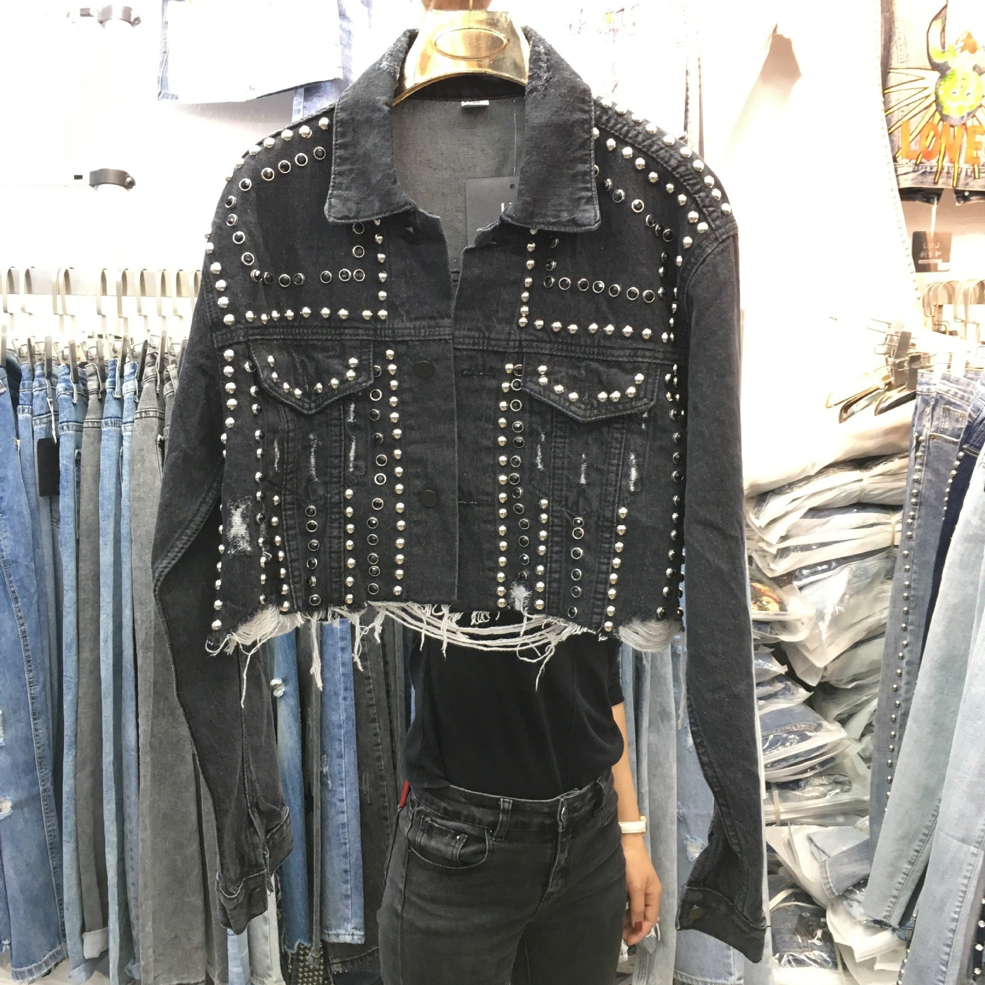 Heavy-duty Rivet-encrusted Denim Jacket
